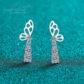 Silver 925 Original Total 1 Carat Brilliant Cut Diamond Test Past D Color Moissanite Peacock Stud Earrings Elegant Fine Jewelry