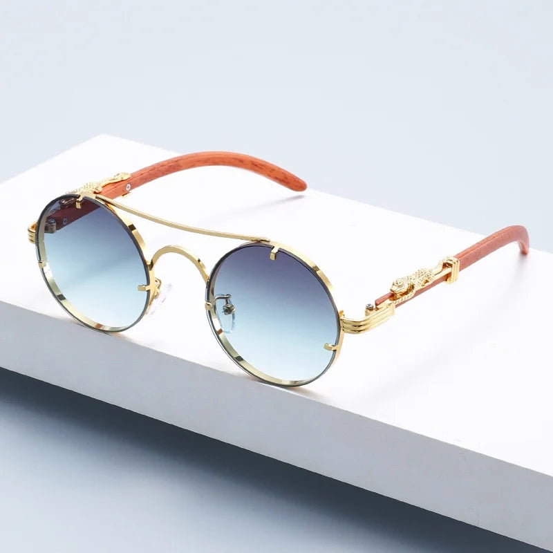 New Fashion Round Metal Sun Glasses for Men Unique Gold Frame with UV400  Casual Vacation Travel Sunglasses