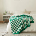 Latest Popular Checkerboard  Wholesale 100% Cotton Throws Knitted Blanket for Sofa MLG