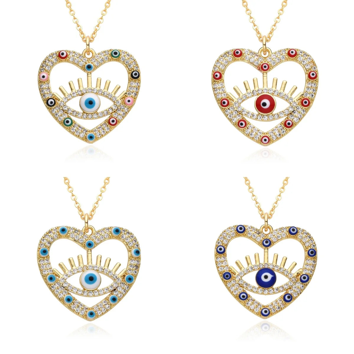 Ins Style Devil Eye French Style Oil Drop Pendant Necklace Copper 18k Love Zircon Eye Clavicle Chain
