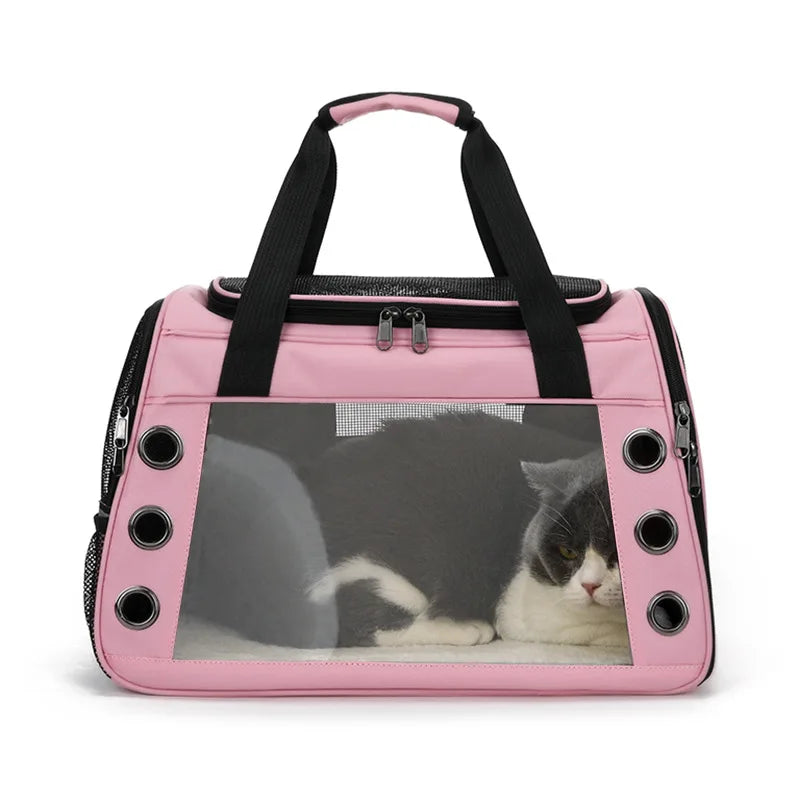 Wholesale Eco-Friendly New Design Soft-Sided Cat Carrier Fancy Breathable Travel Bag Portable Outdoor Polyester Plastic Zipper