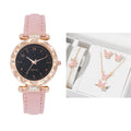 2023 Women's New Fashion PU Butterfly Face Quartz Watch with Lotus Shell Simple Casual Watch