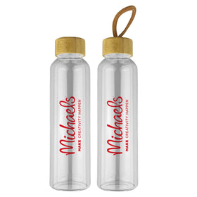 550ML Glass Drink Bottle Single-walled Glass Promotional Gifts DB030 Wholesale Glass Drink with Bottle Bamboo Lid in Stock