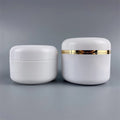 Stock 20ml-250ml Empty PP White Single/Double Wall Cosmetic Container Cream Jar With Silver/Gold Ring for Cream Packaging