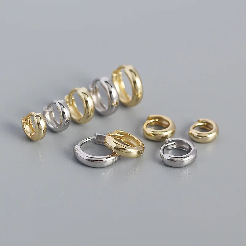 Minimalist Earrings 925 Sterling Silver Gold Plated Hoop Earrings 5mm/6mm/7mm/8mm/9mm Earrings for Women
