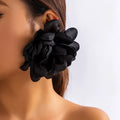 Kaimei New Arrival Summer New Oversize Exaggerated Fabric Large Flower Earring Bohemian Round Big Black Handmade Flower Earrings