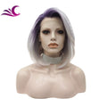 Celebrity Luxury 180% Density Ombre Purple White Short Bob Synthetic Hair Wigs Lace Front Synthetic Wigs for White Women