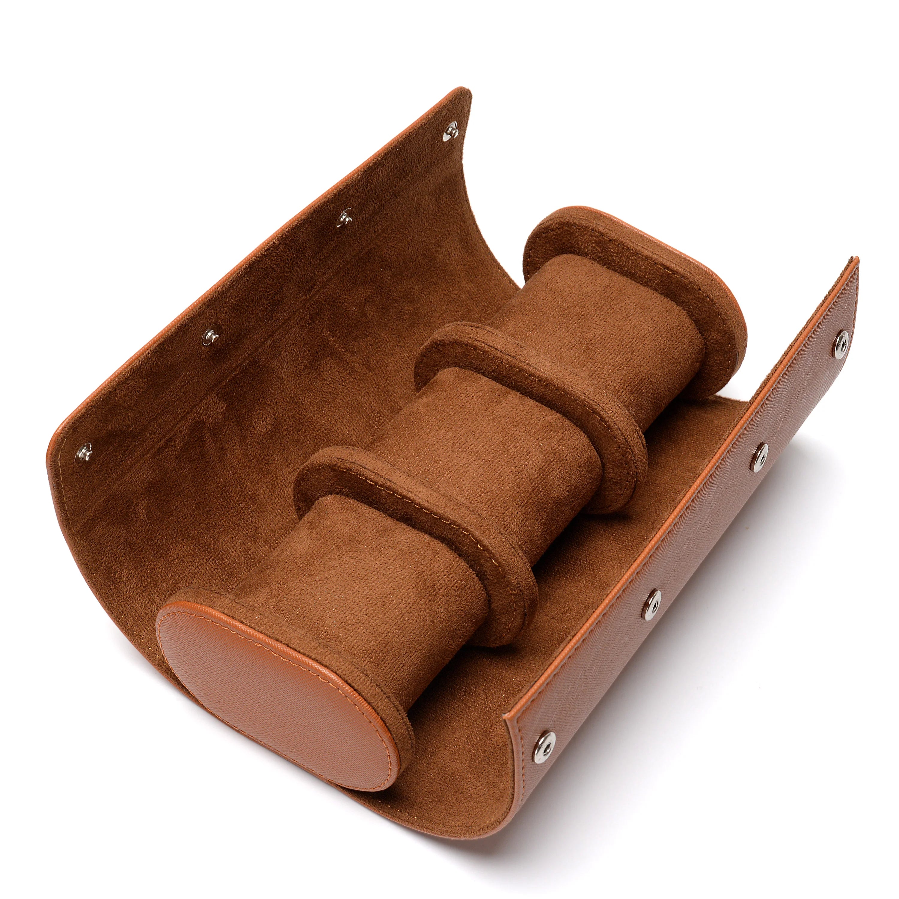 Custom Logo 3 Slot Watch Roller Luxury Leather Watch Box Organizer Portable Watch Case Storage for Men Women