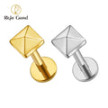 Right Grand ASTM F136 Titanium 16G Tiny Square Pyramid Stud Earring Tragus Cartilage Conch Helix Lip Nose Flat Piercing Jewelry