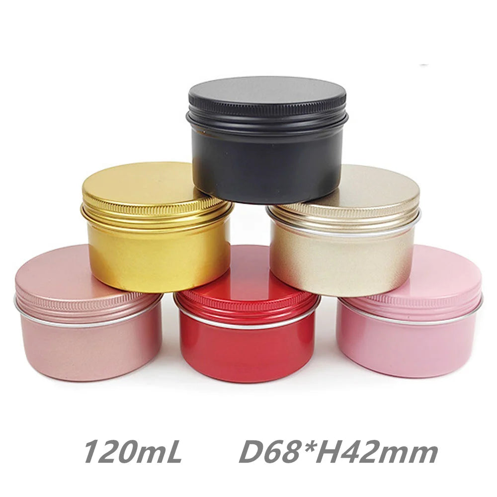 120ml Aluminum Tin Cans 4 oz Round Metal Tin Jar Containers Refillable Aluminum Storage Cans for Salve Spice Candy Candle Beads MegaBDM