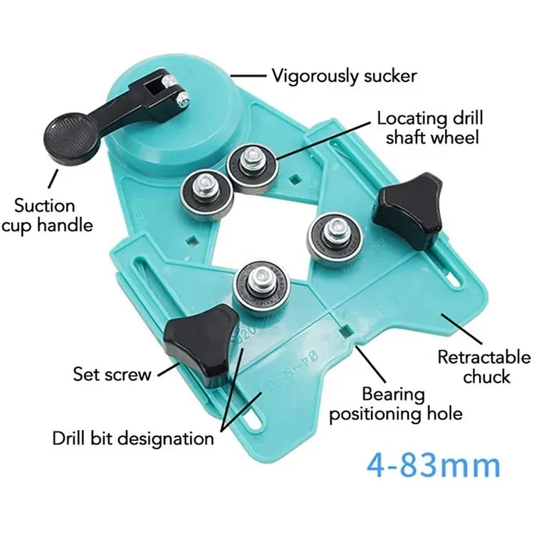 Adjustable Glass Tile Drill Bit Hole Saw Guide Openings Locator with Vacuum Suction Base