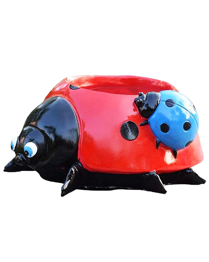 Aimexn Giant Seven Star Ladybug Resin Flower Pot Animal Ladybug Desktop Decorations Outdoor Garden Yard Lawn Decoration