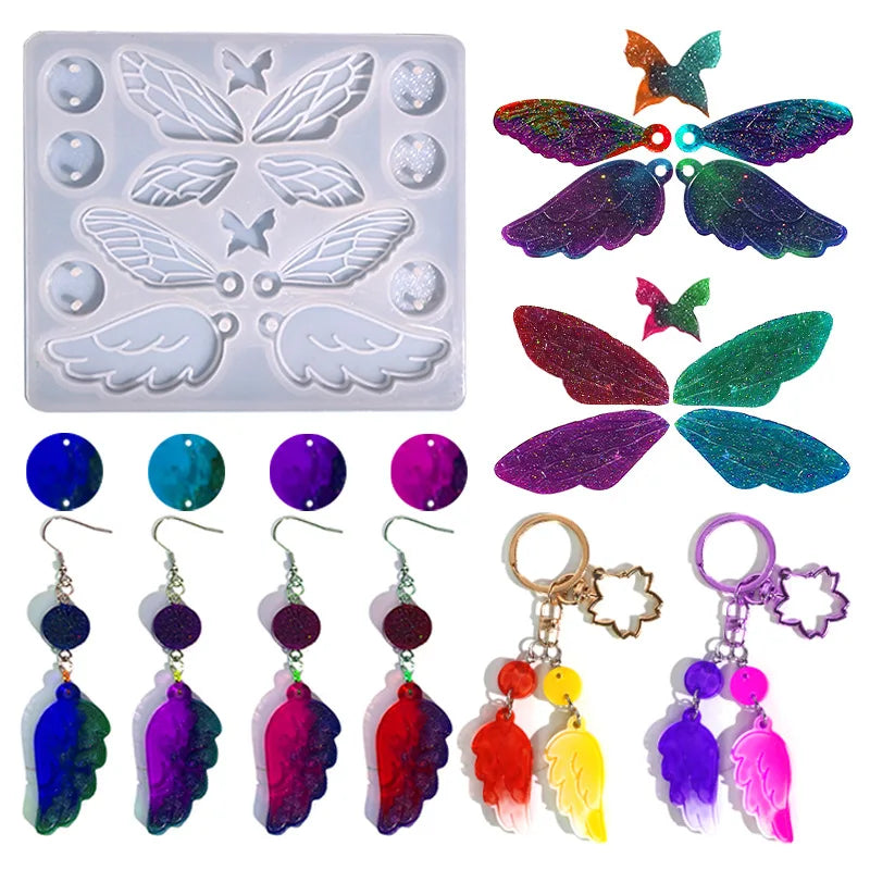 Drip Glue Mold Butterfly Pendant Earrings Key Ring Ornaments Silicone Mold Used for DIY Handmade