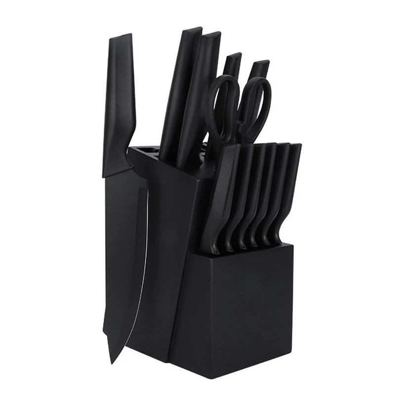 Best 14-Piece High Quality Knives Stainless Steel Kitchen Chef Black Knife Set New Design with Block and Sharpener