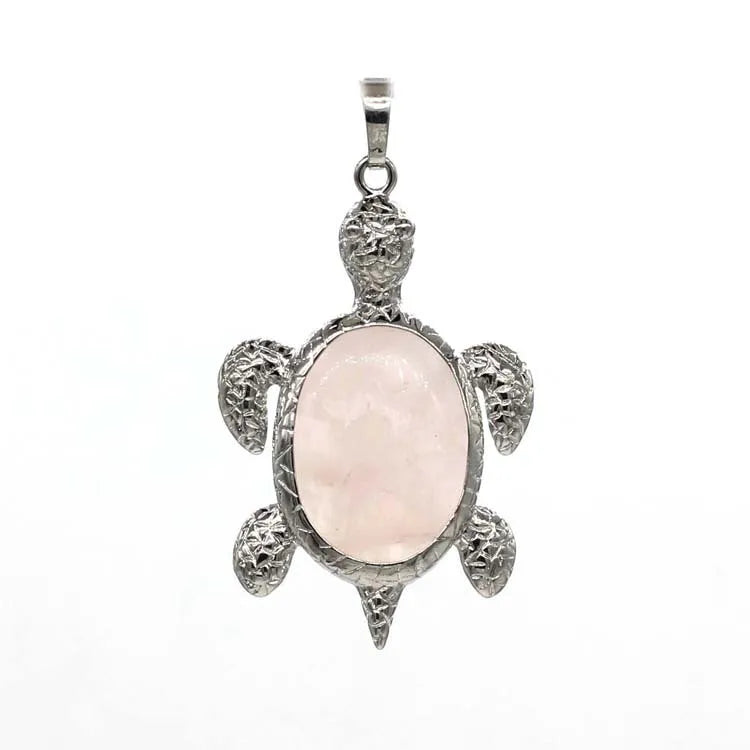 DIY hot sale custom sterling silver opal pendant necklace Sea life charm jewelry rose quartz healing crystal pendant crystals wholesale bulk
