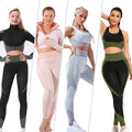 Women's Plus Size 4XL Gym and Fitness Seamless Yoga Set-Long Sleeve Zipper Leggings Breathable and Lightweight 3 Pieces