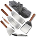 Outdoor & Household Charcoal Grilling Stainless Steel Wood Handle Heat Resistant Spatula Tool for Steaks