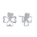 Made in China 925 Sterling Silver Earrings All-Match Small Fresh Flower Earrings With Diamonds and Four-Leaf Clover Earrings