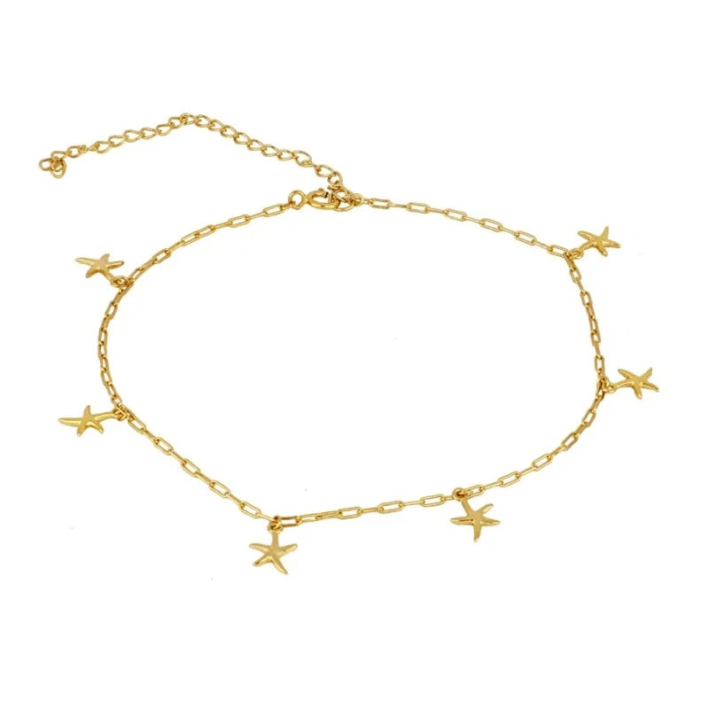2021 Cute New Design S925 Sterling Silver Gold Plated Star Shape Anklet for Girls Boys Kids