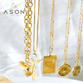 Ason Jewelry Wholesale 2022 Factory Dropshipping Necklace Jewelry Exquisite 18K Gold Plated European Stainless Steel Necklace