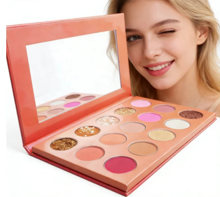 Custom Logo Eyeshadow Palette Long Lasting Multi Reflective Shimmer Matte Glitter Pressed Pearls Eyeshadow
