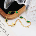 Chris April 316L Stainless Steel PVD Gold Plated Emerald Zircons Bracelet