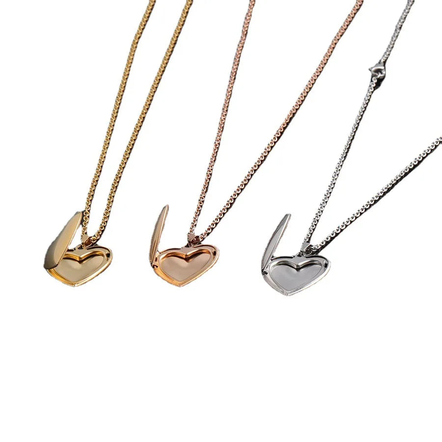 G1023 Wholesale Collier Stainless Steel Picture Photo Frame Necklaces Gold Silver Pendant Love Heart Locket Necklace Jewelry
