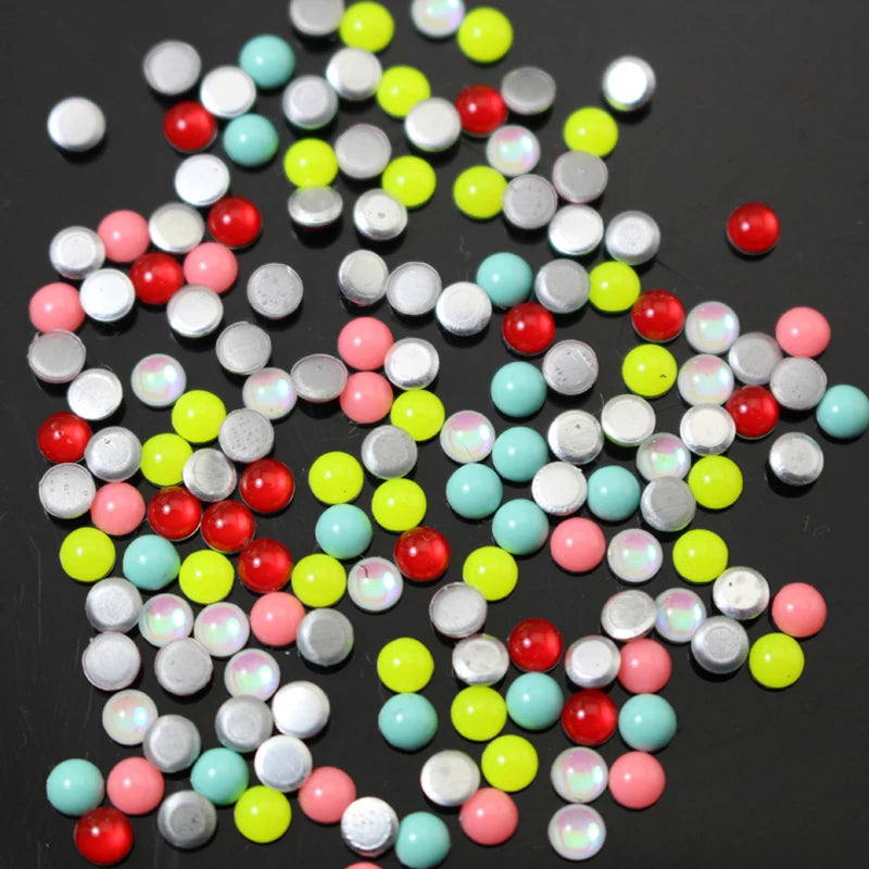 Lucky Factory Bulk 5mm 6mm Hot Fix Pearl Hot Fix Stone Half Round Hotfix Plastic Beads for Garment
