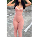 F230627 Custom 2025 Women's Bodycon Playsuit One Piece Women's Drawstring Yoga Bodysuit Overall Outfit Rib Sleeveless Jumpsuit