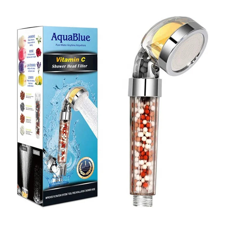 High Pressure Ionic Aroma Vitamin Shower Showerhead Filter clear Shower Head with Vitamine C for Hard Water