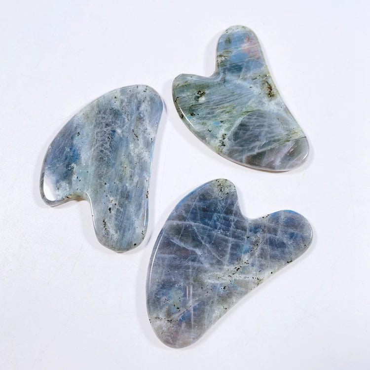 Huiying Wholesale Price Natural Jade Facial Labradorite Stone Gua Sha Heart Scraping Massage Tool