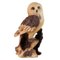 Owl on Tree Stump Figurine Resin Wood Look Owl Statue for Home Garden Decor