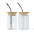 New Arrival 3oz Sublimation Clear & Frosted Glass Tumbler With Bamboo Lids and Metal Straw Custom Mugs Coffee