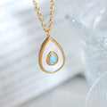Waterproof 18k Gold Plated Stainless Steel Jewelry Gift Water Drop White Shell Oval Pendant Necklace