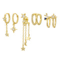 5Pcs Long Tassel Star Moon Earrings 18K Gold Plated Jewelry for Women Perfect Gift Earrings Set Chic