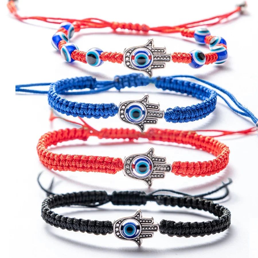 Hamsa Hand String Eye Lucky Red Cord Adjustable Bracelet Hot Selling Stone Resin Eye Bead Bracelet