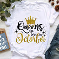 Golden Crown Queen Are Born in January to December Graphic Print T-Shirt Women'S Clothing Tshirt Femme Birthday Gift Tops