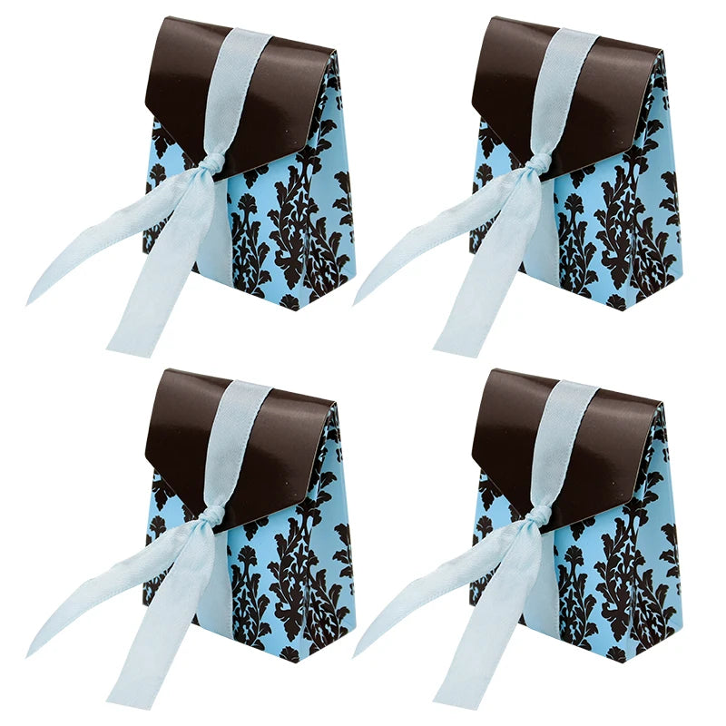 Wedding Favor Candy Recyclable Paperboard Boxes with Ribbon Chocolate Gift Elegant for Birthday Party Baby Shower