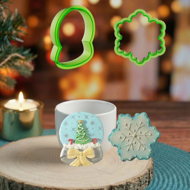 Christmas Snowglobe Biscuit Fondant Cookie Cutter Mold and Play Dough Clay Cutter Molds Cookie Decorating Royal Icing