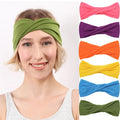Candy Color Women Elastic Wide Yoga Fitness Workout Sport Running Cotton Sweatband Cross Twist Knotted Headband