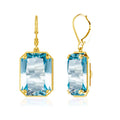 Classic Victorian Fine Jewelry Joalheria Men's Anniversary Square Sky Blue Aquamarine Emerald Cut Long 18K Gold Plated Earrings