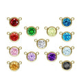 14K Gold Filled Birthstone Drop Charm 6MM AAA Zircon Bezel Setting Pendant With 2 Rings Jewelry Connector for DIY Jewelry Making