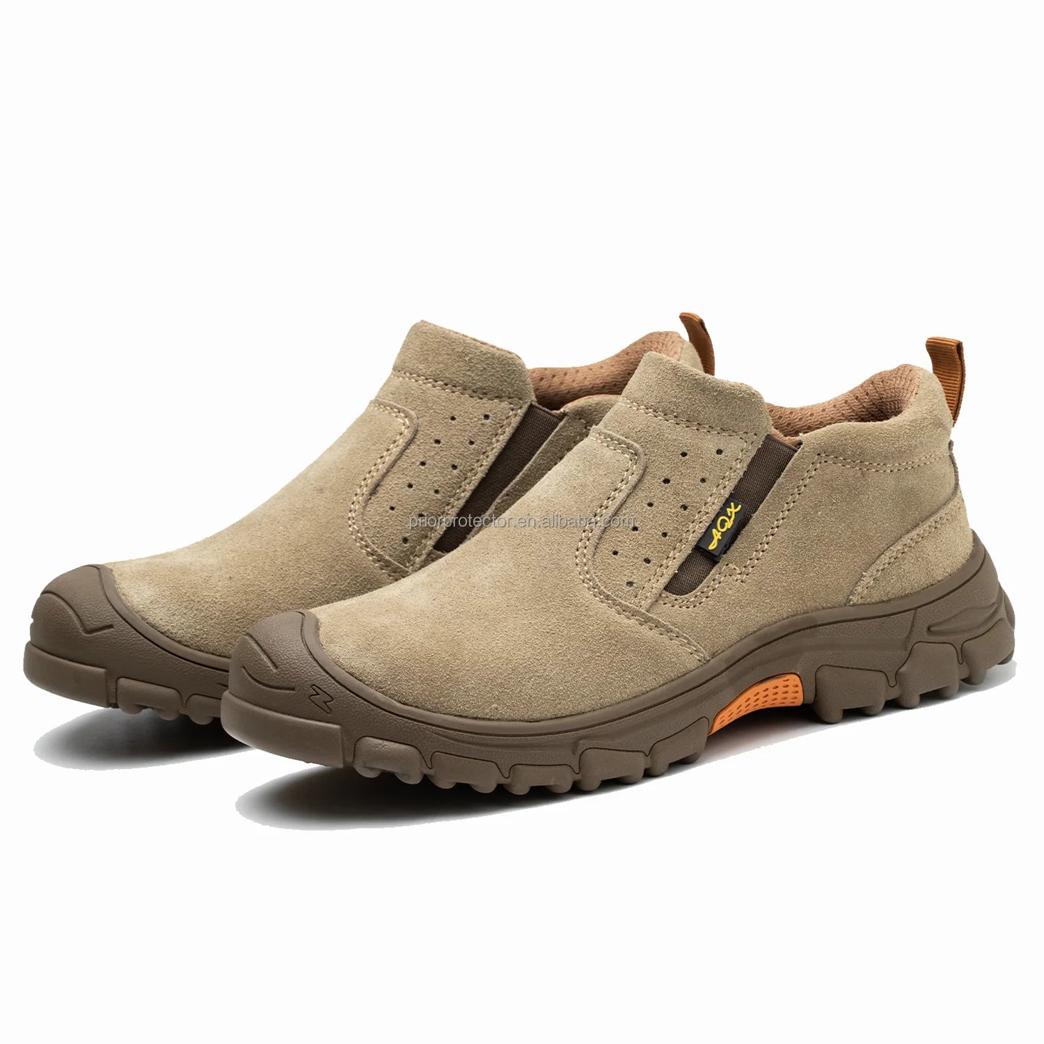 Men's Welding Safety Work Shoes - Iron Toe Anti-Puncture Slip-Resistant Suede Leather Shoes for Factory Construction