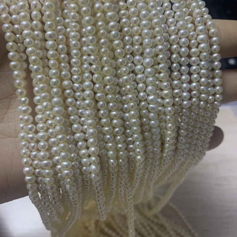 Popular 3A Grade 3-3.5mm Small Natural Freshwater Round Pearls Strands for Sale