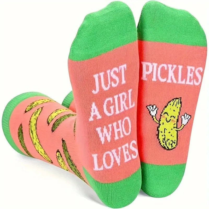 Autumn Winter Funny Cartoon Letter Socks Breathable Crew Dress Socks Bottom Cuff Logo Coffee Sushi Chips Tea Tacos Pizza Designs MegaBDM