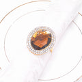 Custom Elegant Large Acrylic Metal Napkin Ring Antique Rhinestone Napkin Holder for Party Table Setting and Serviette Decoration