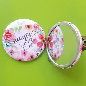 Custom Mini Gifts Pocket Mirror Color Printing 75mm Round Shape Metal Tinplate Portable Makeup Mirror