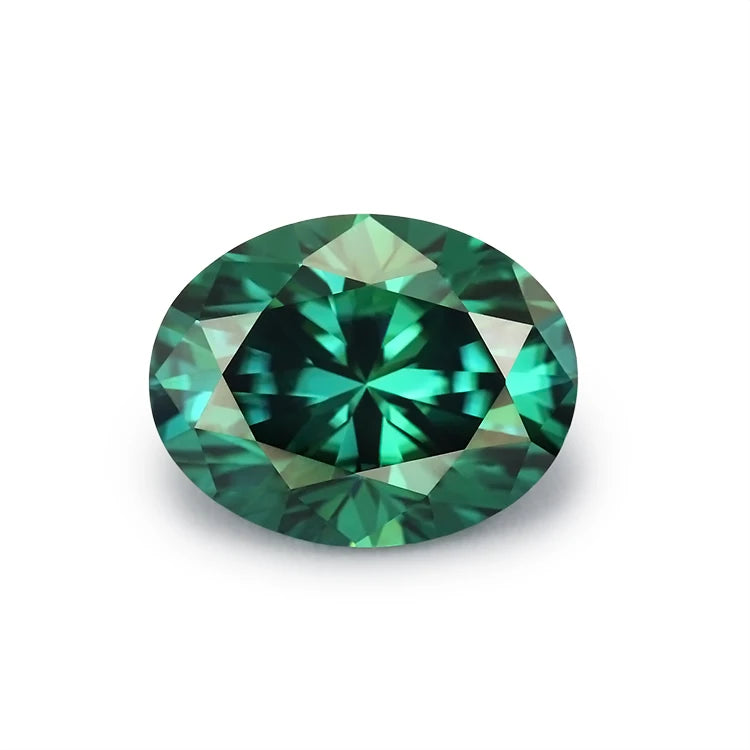 Wholesale All Size Certificate GRA Loose Moissanite Green Oval Cut Lab Created Dark Green Moissanite