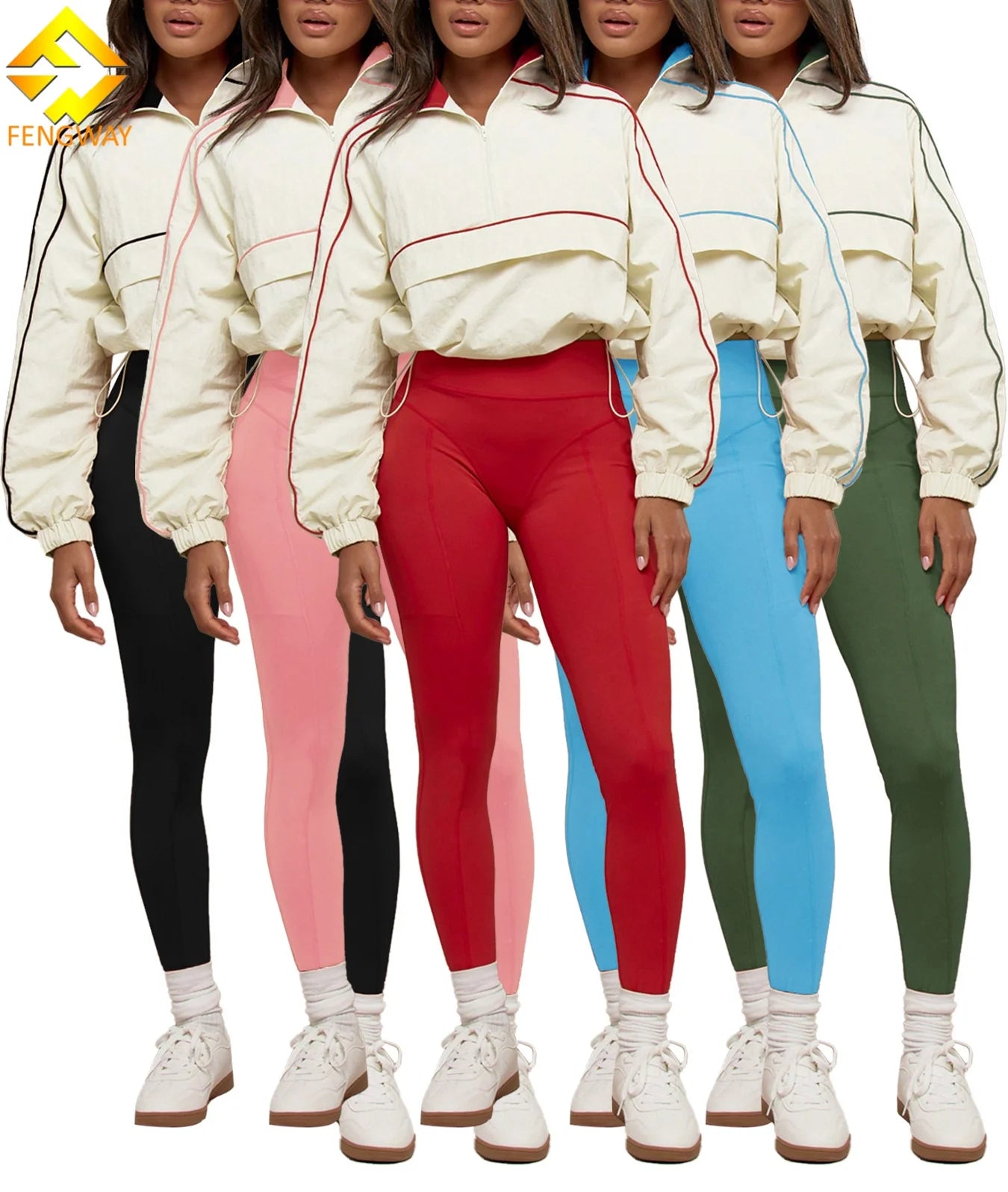 2025 New Arrivals Women's Sports Casual 2 Piece Set Quick-Drying Drawstring Waist Yoga Leggings Skinny Fit Short Knitting Ankle