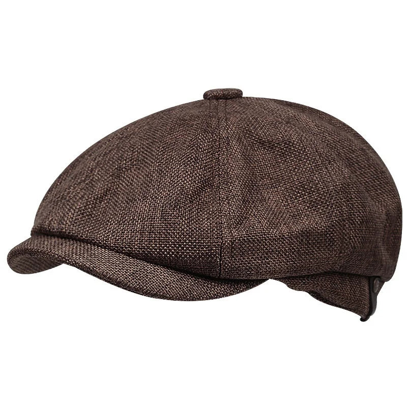 Vintage Autumn Winter Short Brim Solid Color Men Newsboy Hat Korean Version Unisex Fashion Painter Hat Beret